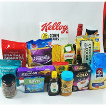 treats, snacks and drinks displayed on a wjite background