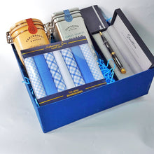 A box of exquisite pieces every successful entrepreneur should have 7 pcs cotton handkerchiefs , a metal pen and luxury biscuits, and tea by Cartright & Butler brand