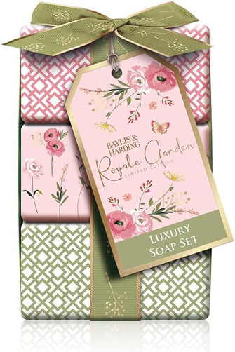Baylis & Harding Royale Garden Rose, Poppy & Vanilla Luxury Wrapped Soaps Gift Set