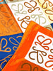 Colorful fabric swatches with a decorative pattern
