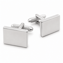 Onyx Art Silver Rectangle Cufflinks: Effortless Elegance