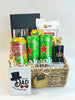 The Silent Harbour Hamper, a luxury Father's Day gift basket featuring Desperados and Heineken beers, chili cashews, a heavy-duty beer tankard, custom notebook, mahogany pen, bottle opener, date fruits, and Father's Day card in a handcrafted woven basket.