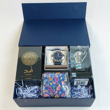 A perfume Asad by Lattafa, A watch, silk tie and Best Dad ever plaque in a Luxury Navy Box