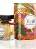 Pendora Scents 'Thrill' Eau de Parfum bottle and colorful packaging on a white background