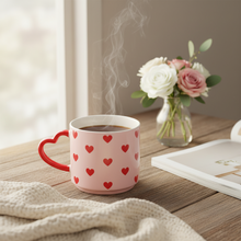 Heart Handle Red Hearts Mug