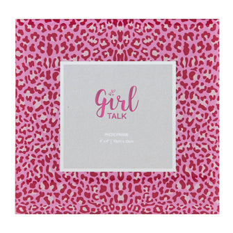 Girl Talk Glass Pink Leopard Print Photo Frame 4" x 4"
